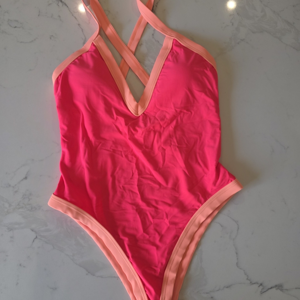 NWT Vibrant Pink and Orange One Piece Swimsuit
